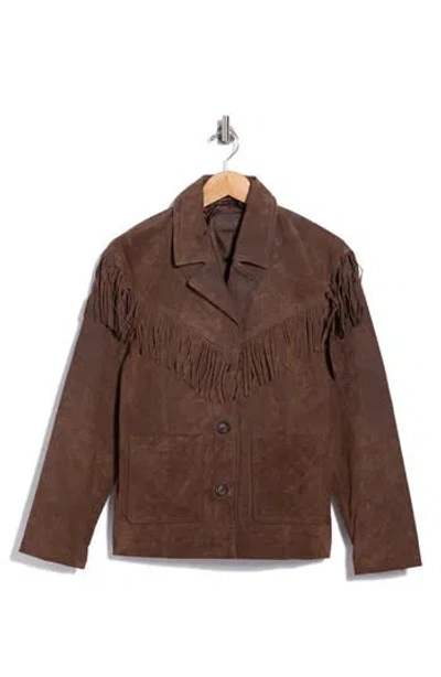 Blanknyc Suede Fringe Blazer In Brown