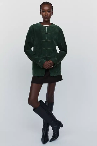Blanknyc Suede Military Jacket In Green