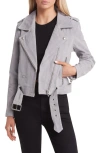 Blanknyc Suede Moto Jacket In Cloud Grey