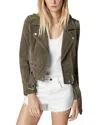 Blanknyc Faux Suede Moto Jacket In Herb