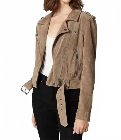 Blanknyc Suede Moto Jacket In Taupe In Multi