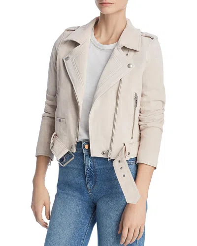Blanknyc Suede Moto Jacket In White Sand