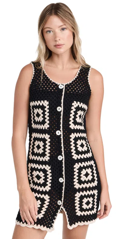 Blanknyc Summer Dreams Dress Black/off-white Crochet
