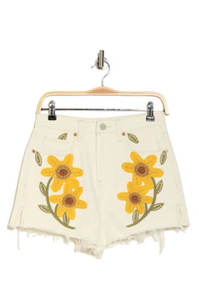 Blanknyc Sunflower Crochet Denim Shorts In Ray Of Sunshine