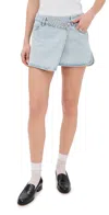 Blanknyc Wrap Denim Miniskirt In Light Indigo