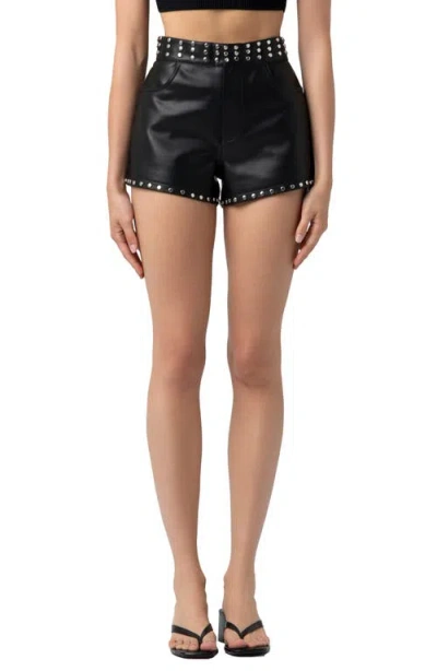 Blanknyc The Barrow Studded Faux Leather Shorts In Black