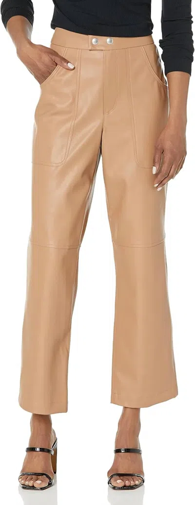 Blanknyc The Baxter Rib Cage Straight Leg Vegan Leather Pants In Lucky Number In Neutral