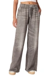 Blanknyc The Franklin Ribcage Digital Cotton Pull-on Pants In After Midnight