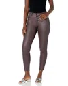 Blanknyc The Great Jones Coated Skinny Jeans With Exposed Buttons In Burgundy In White