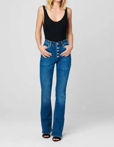Blanknyc The Hoyt Making History Mini Boot Cut Exposed Button High Rise Denim In Multi