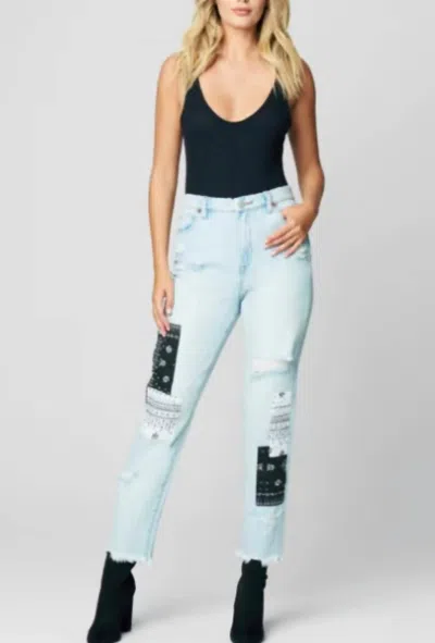 Blanknyc The Madison Late Night Out High Rise Crop Patchwork Jeans In Blue