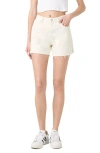 Blanknyc The Perry Raw Hem High Waist Denim Mom Shorts In Downtime