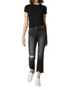 BLANKNYC THE VARICK CROPPED FLARE DISTRESSED JEAN IN BARRACUDA