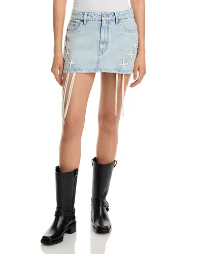 Blanknyc Tie Breaker Denim Mini Skirt In Blue