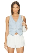 Blanknyc Crop Denim Vest In Blue