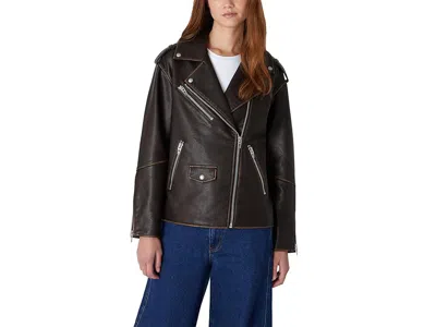 Blanknyc Vegan Leather Moto Jacket In Brown