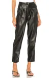Blanknyc Vegan Leather Pleated Carrot Leg Pants In Film Noir In Black