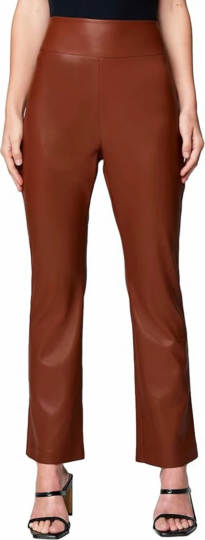 Blanknyc Vegan Leather Wide Yoke Kick Flare Pant In Shake The World In Brown