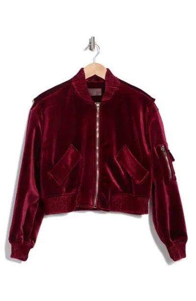 Blanknyc Velvet Crop Bomber Jacket In Sneak Peak