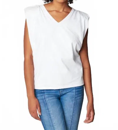 Blanknyc V-neck Sleeveless Padded Shoulder Top In White