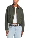 Blanknyc Waxed Cropped Jacket In Green
