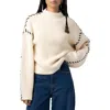 Blanknyc Whip Stitch Mock Neck Sweater In Neutral