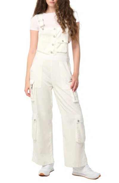 Blanknyc Wide Leg Cargo Denim Dungarees In Milk It