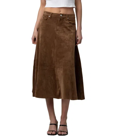 Blanknyc Faux Suede Midi Skirt In Brown