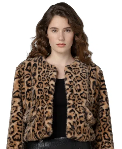 Blanknyc Women's Animal Instinct Leopard-print Faux Fur Collarless Jacket In Animal Print