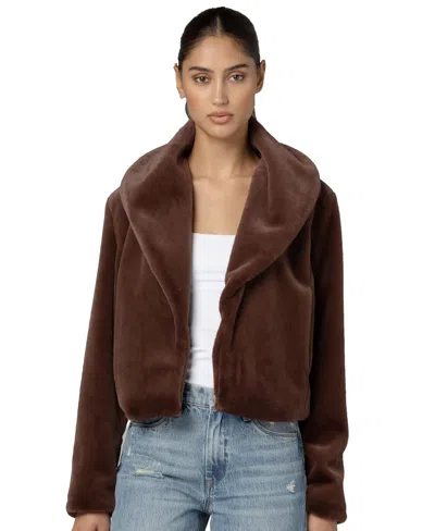 Blanknyc Women's Be My Guest Faux-fur Shawl-collar Cropped Jacket In Brown