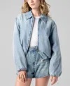 Blanknyc Bottomless Brunch Denim Bomber Jacket In Blue