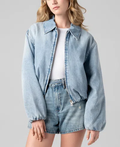 Blanknyc Women's Bottomless Brunch Zip Front Jacket In Blue