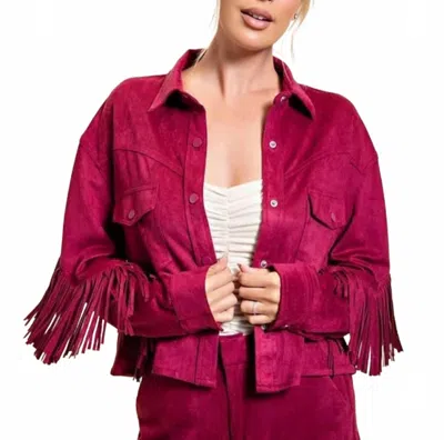 Blanknyc Women's Collab Fringe Jacket In Red In Pink
