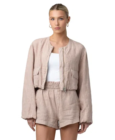 Blanknyc Women's Collarless Zipper Jacket In Brown