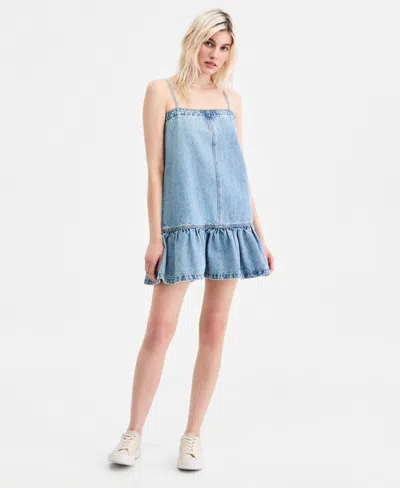 Blanknyc Women's Cotton Denim Ruffled-hem Dress In Blue