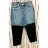 Blanknyc Women's Denim Jeans With Faux Leather In Blue/black In Blue