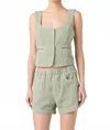 Blanknyc Button Front Vest In Green