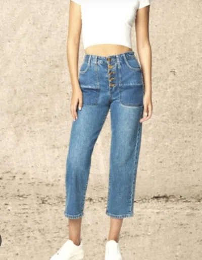 Blanknyc Women Exposed Button Fly Big Pockets In Into The Blue In Multi