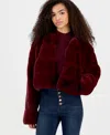 Blanknyc Cropped Faux Fur Coat In Burgundy