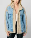 Blanknyc Women's Faux Sherpa And Denim Mixed Media Jacket In Multi