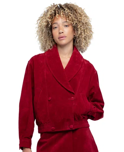 Blanknyc Women's Fired Up Suede Moto Jacket In Red
