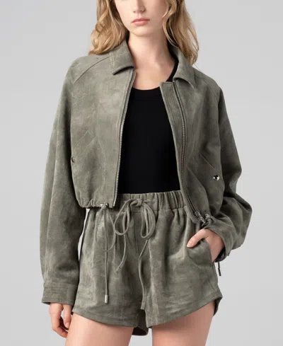 Blanknyc Women's Front Zip Collared Jacket In Gray
