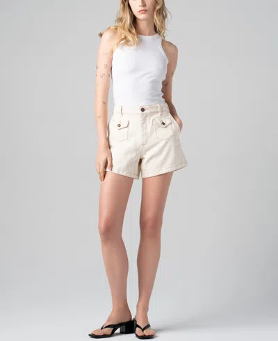 Blanknyc Women's High-rise Zipper Fly Shorts In Neutral