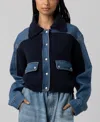 Blanknyc Women's Mixed Media Long-sleeve Sweater In Blue
