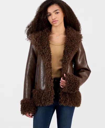 Blanknyc Women's Penny Lane Faux Fur Trim Jacket In Brown