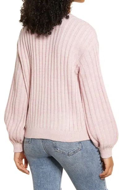 Blanknyc Women's Purple Heather Ribbed Crewneck Sweater - Small In Pink