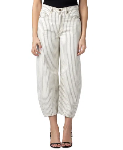 Blanknyc Women's Rail Road Striped Barrell Pants In Gray