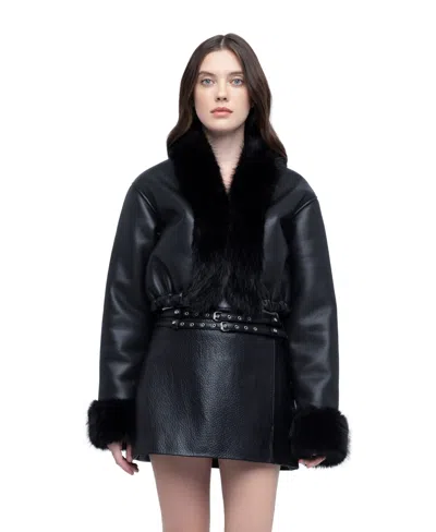 Blanknyc Women's Smooth Talker Cropped Faux-fur-trim Jacket In Black