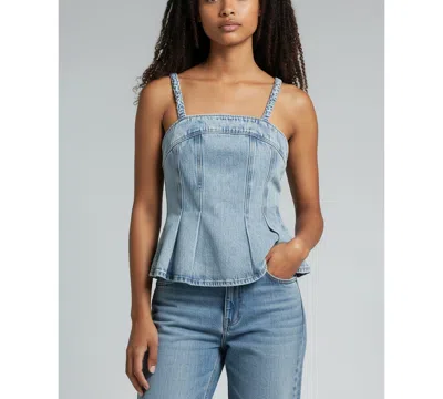 Blanknyc Women's Square Neck Sleeveless Cotton Denim Top In Multi