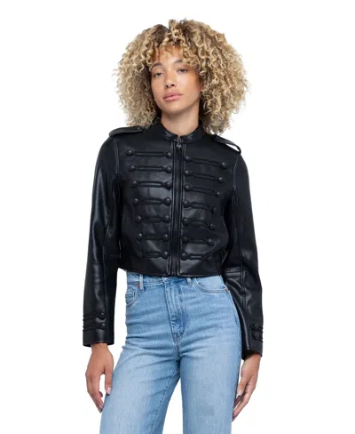 Blanknyc Women's Take The Lead Faux Leather Military-inspired Cropped Jacket In Black